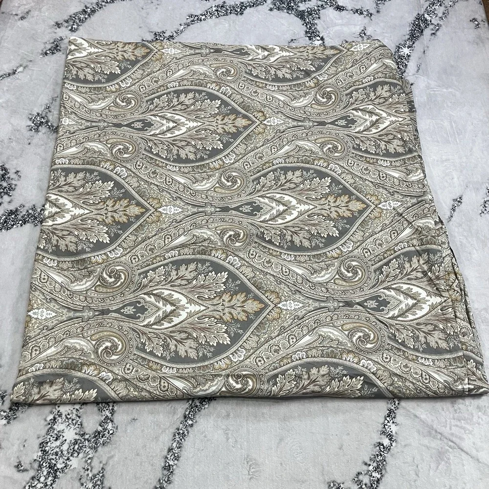 Pottery Barn Full Queen Duvet Cover Paisley Medallion Gray Taupe Neutral